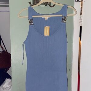 Michael Kors Sky Blue Ribbed Tank Top